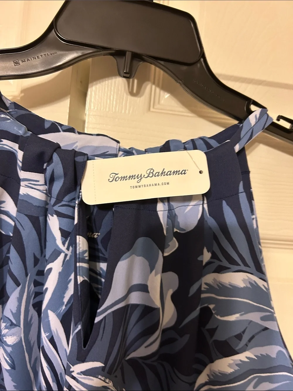 Tommy Bahama Blue and Light Blue Tropical Print Halter Dress - Picture 3 of 5